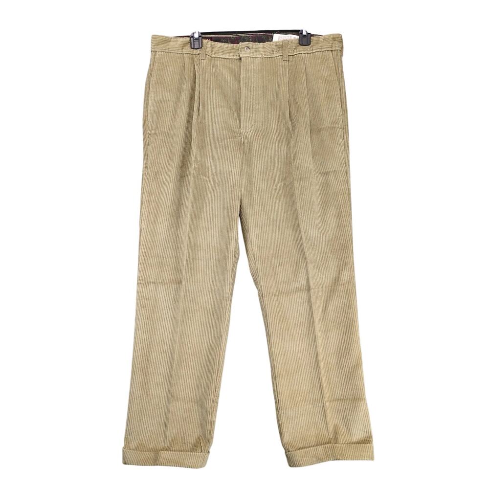 NWT‎ Vtg 90s Oakton Limited Beige Corduroy Pants Men's 36x29 Pleated Cuff Preppy